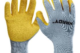 (XL)Hardy Latex Coated Work Gloves ( grey & yellow)90913